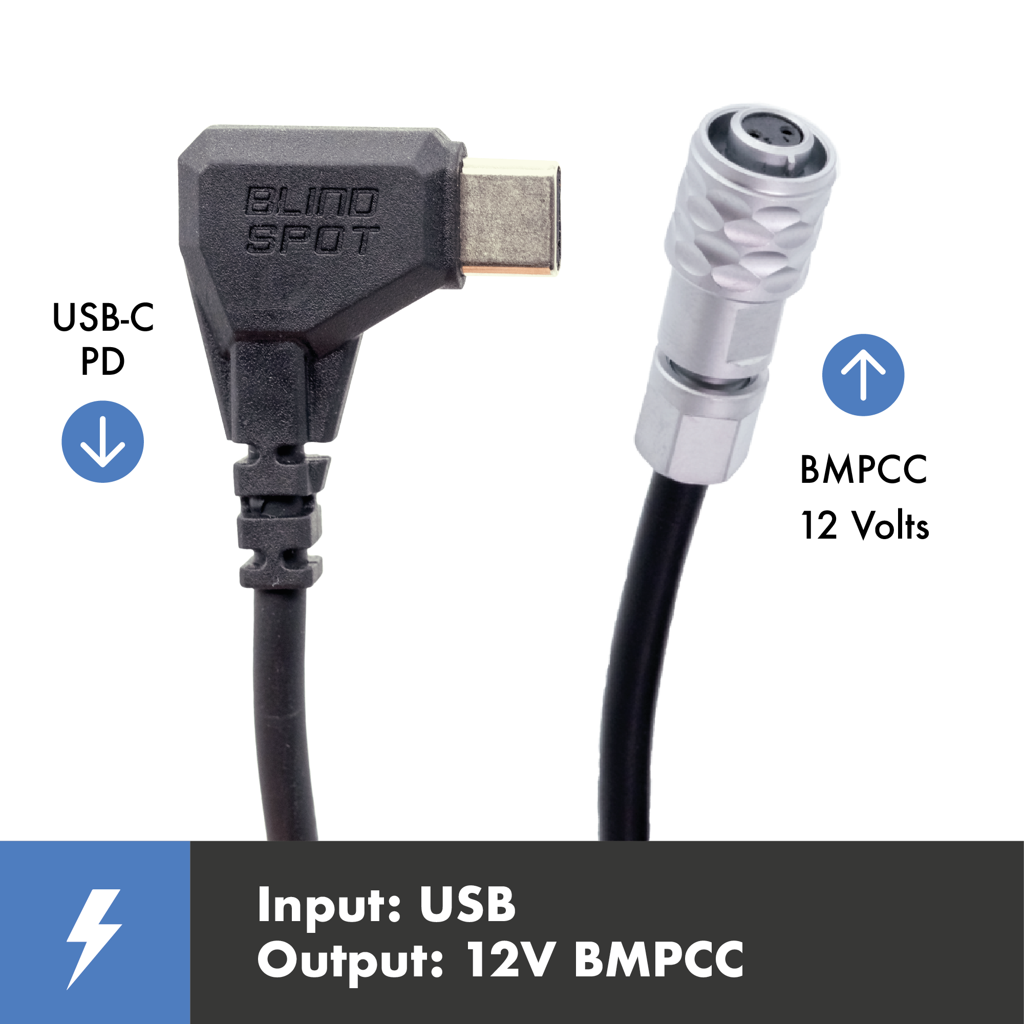 Blind SPOT - USB to 12V Adapter - 12 Volt DC Power Cable - Use Any